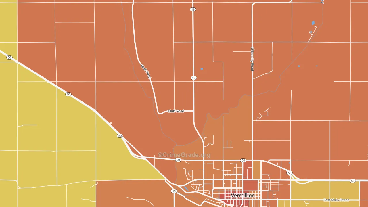 Hub City, SD Map of Theft Rates