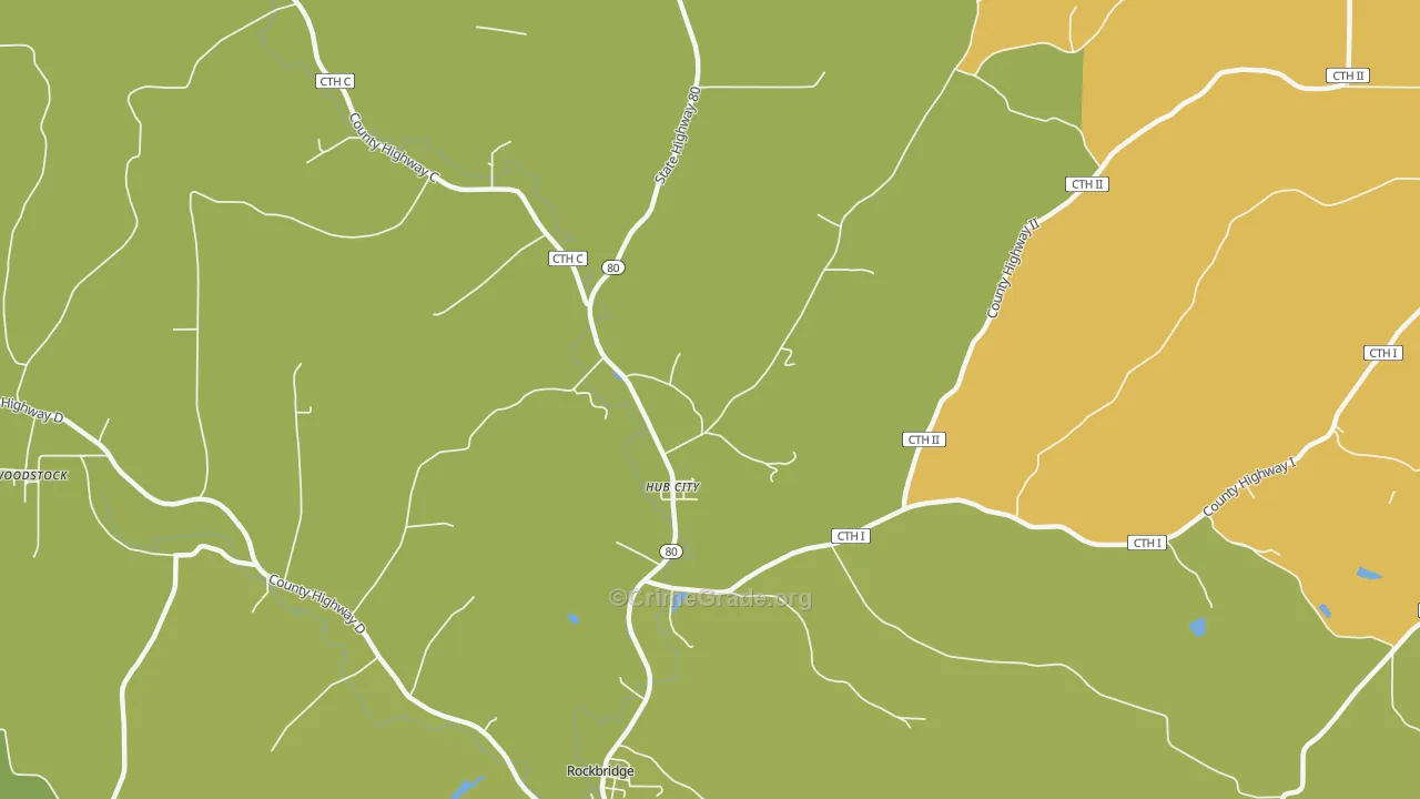 Hub City, WI Map of Theft Rates