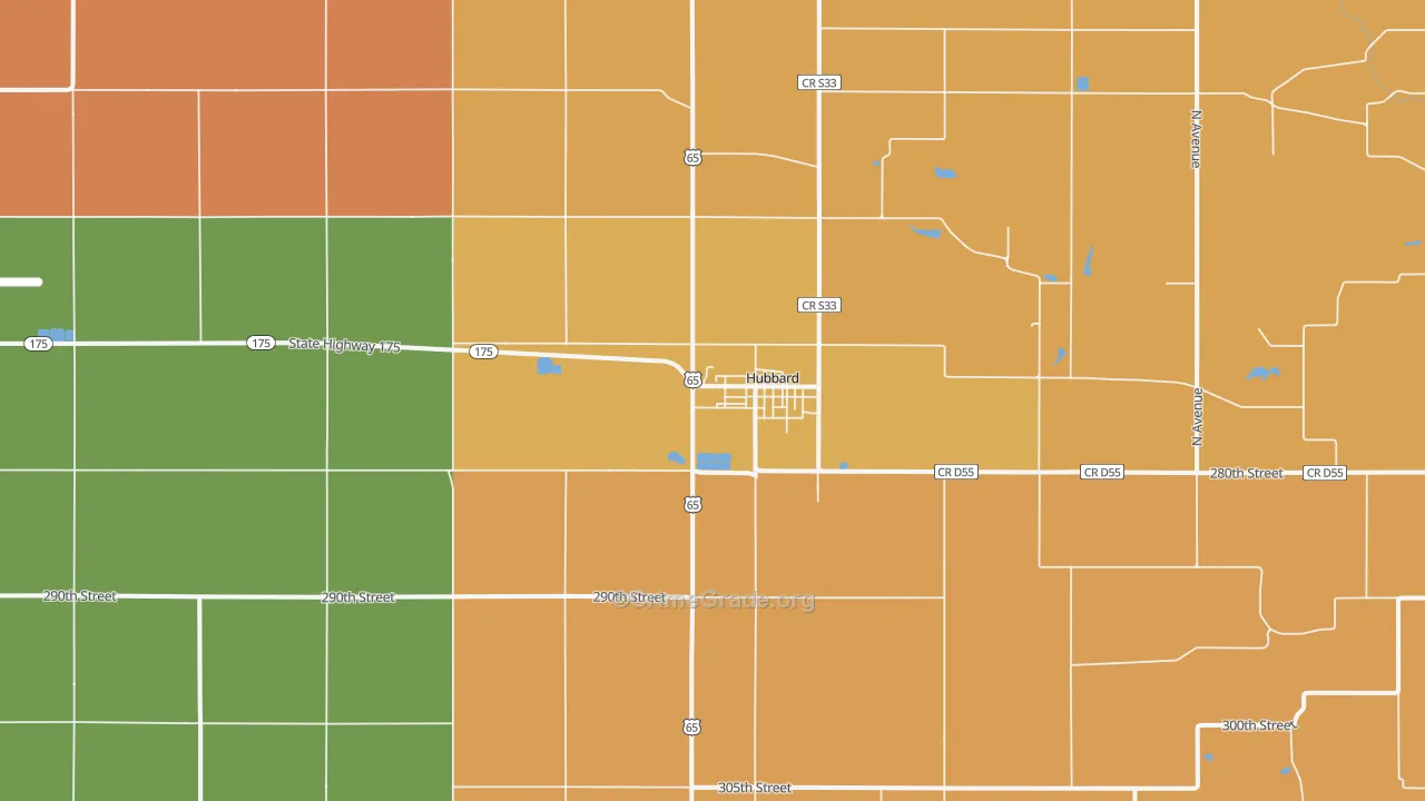 Hubbard, IA Map of Theft Rates