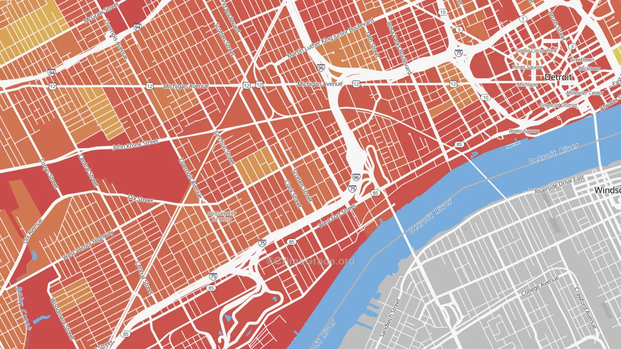 Hubbard-Richard, Detroit, MI Map of Theft Rates