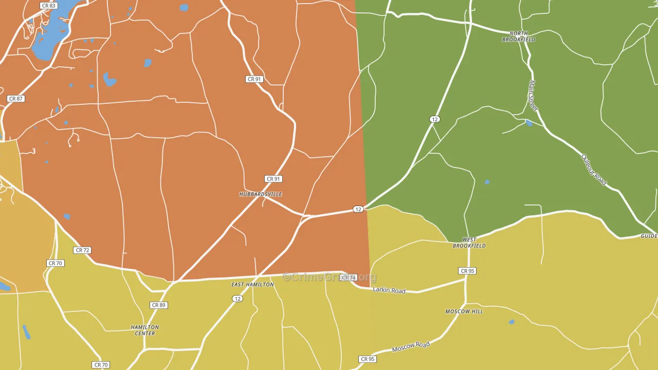 Hubbardsville, NY Map of Theft Rates