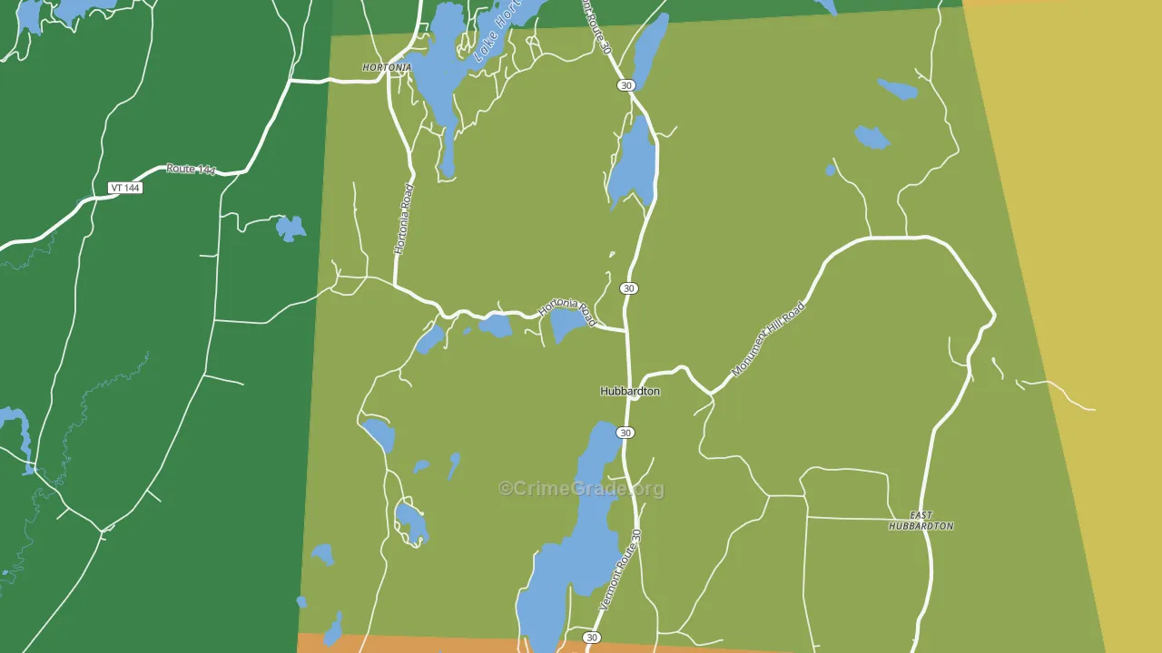 Hubbardton, VT Map of Theft Rates
