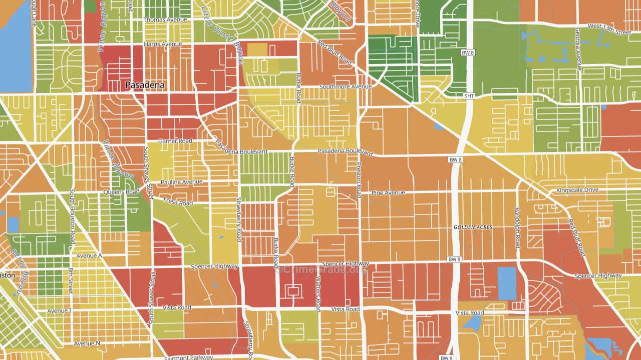 Hubbell, Pasadena, TX Map of Theft Rates