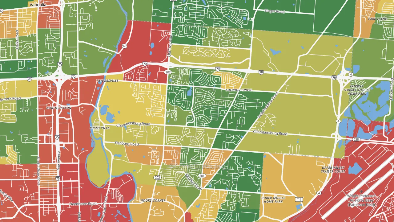 Huber Heights, OH Map of Theft Rates