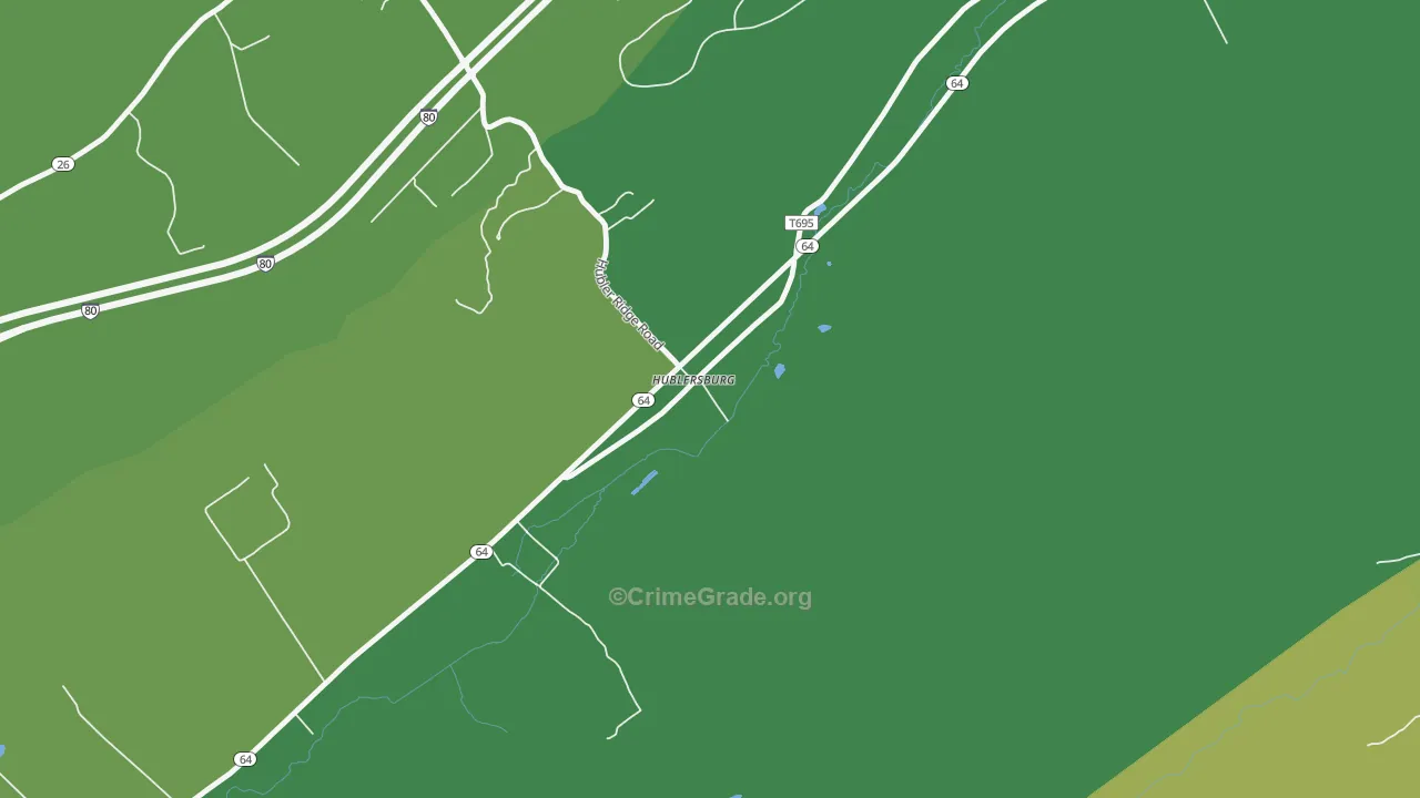 Hublersburg, PA Map of Theft Rates