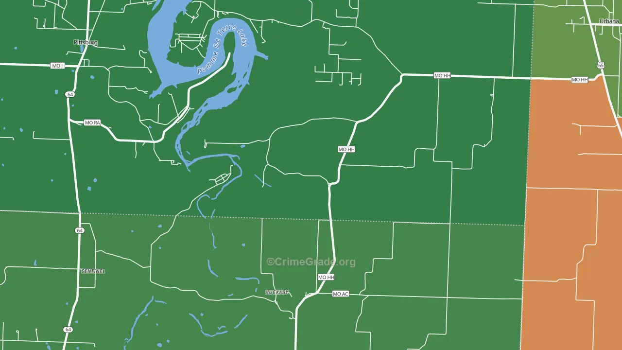 Huckaby, MO Map of Theft Rates