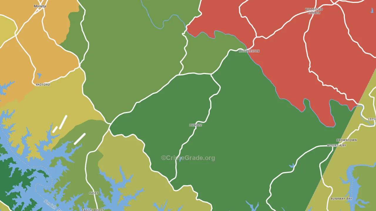 Huddleston, VA Map of Theft Rates