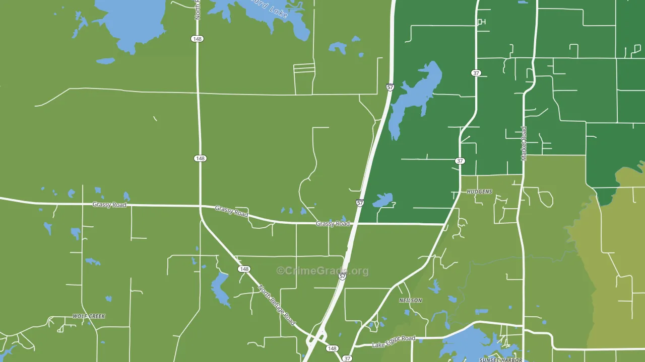 Hudgens, IL Map of Theft Rates