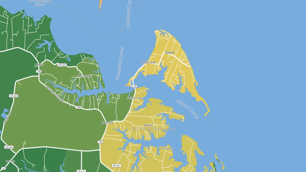 Hudgins, VA Map of Theft Rates