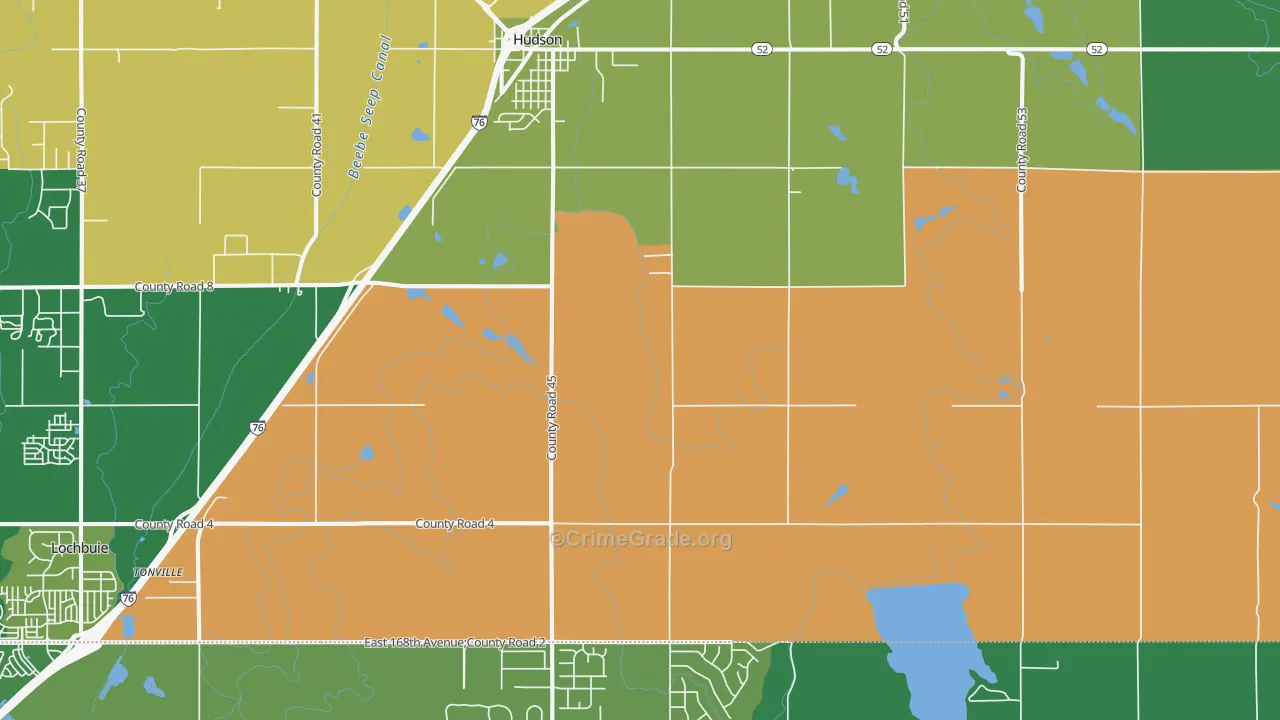 Hudson, CO Map of Theft Rates
