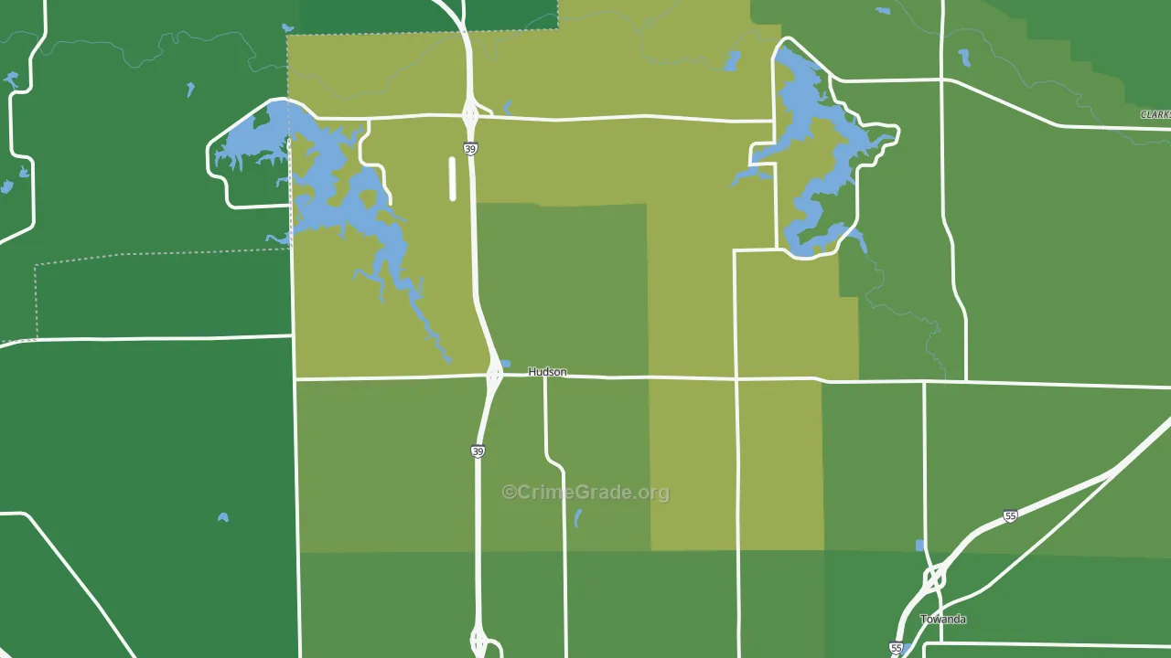 Hudson, IL Map of Theft Rates
