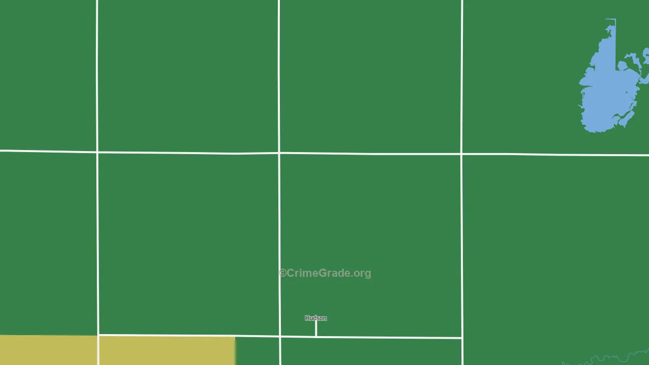 Hudson, KS Map of Theft Rates