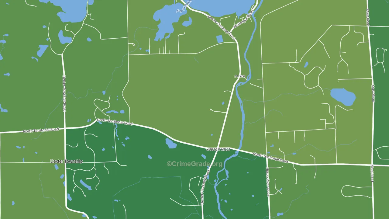 Hudson Mills, MI Map of Theft Rates