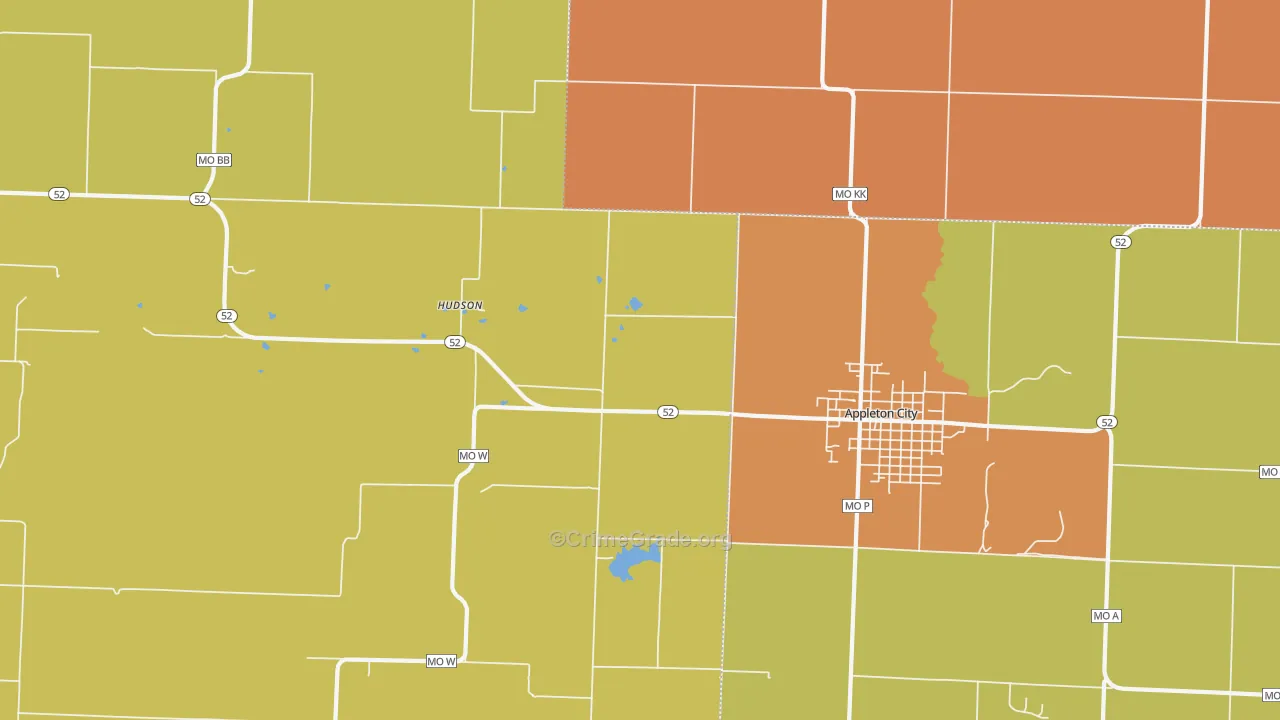 Hudson, MO Map of Theft Rates