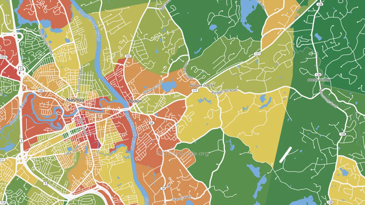 Hudson, NH Map of Theft Rates