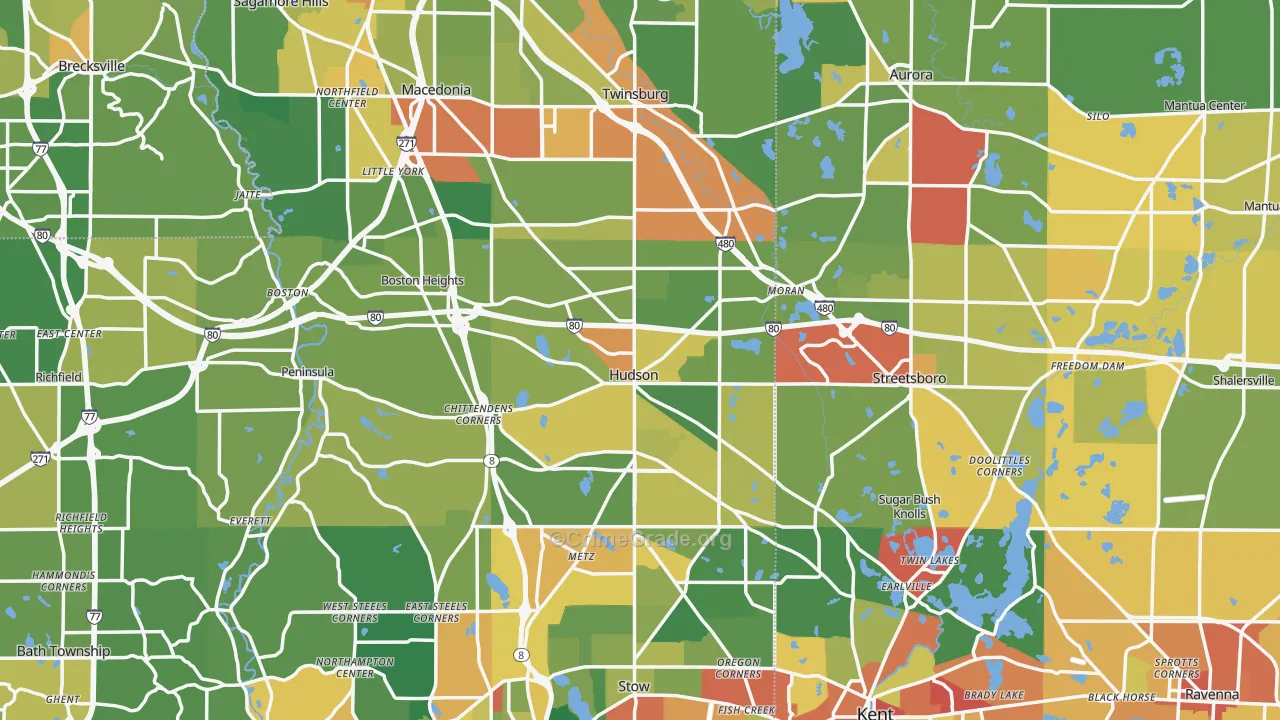 Hudson, OH Map of Theft Rates