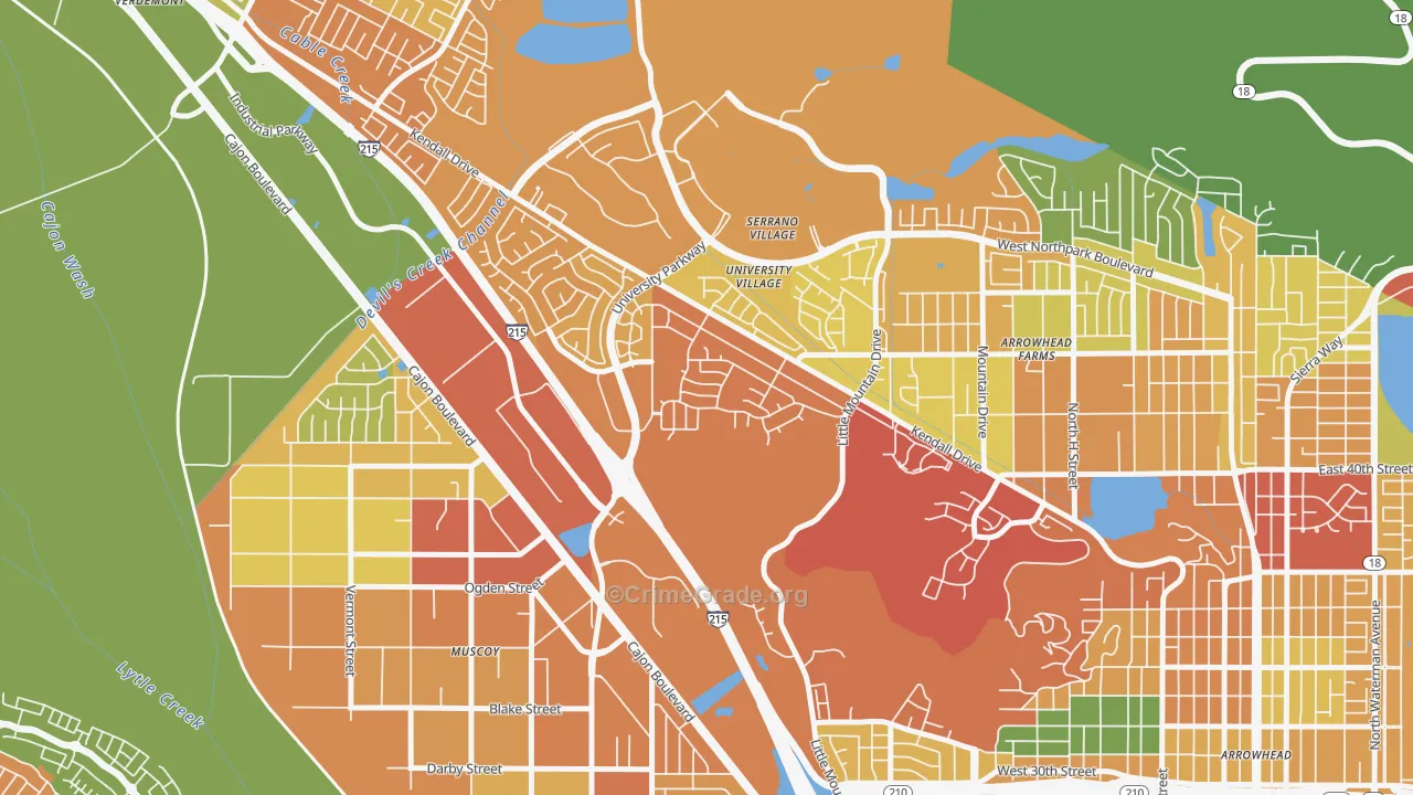 Hudson, San Bernardino, CA Map of Theft Rates
