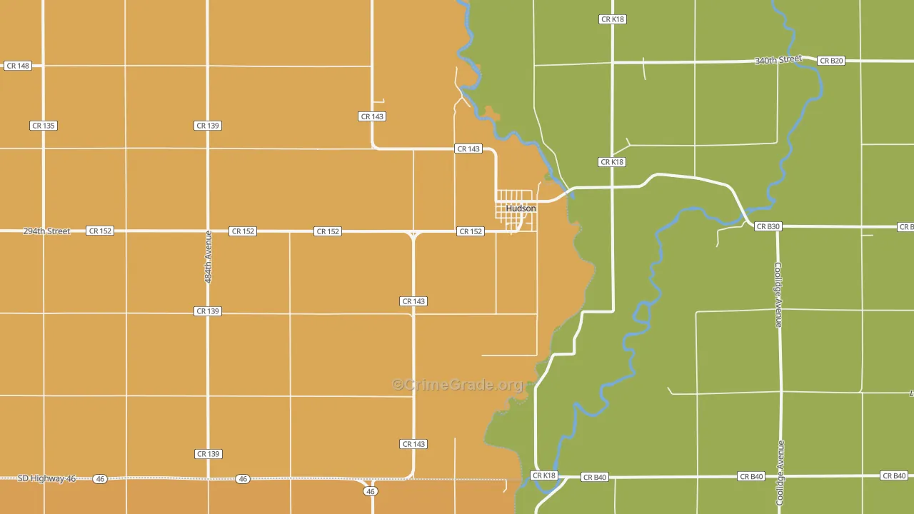 Hudson, SD Map of Theft Rates