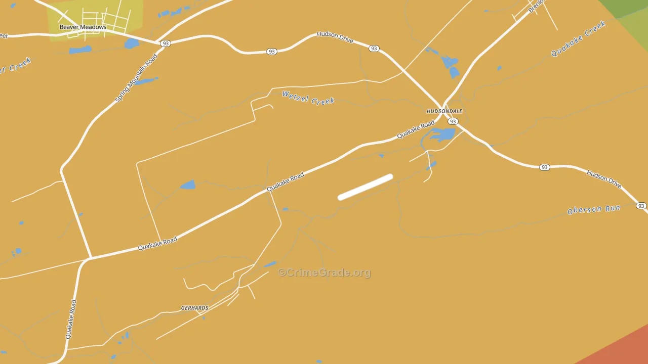 Hudsondale, PA Map of Theft Rates