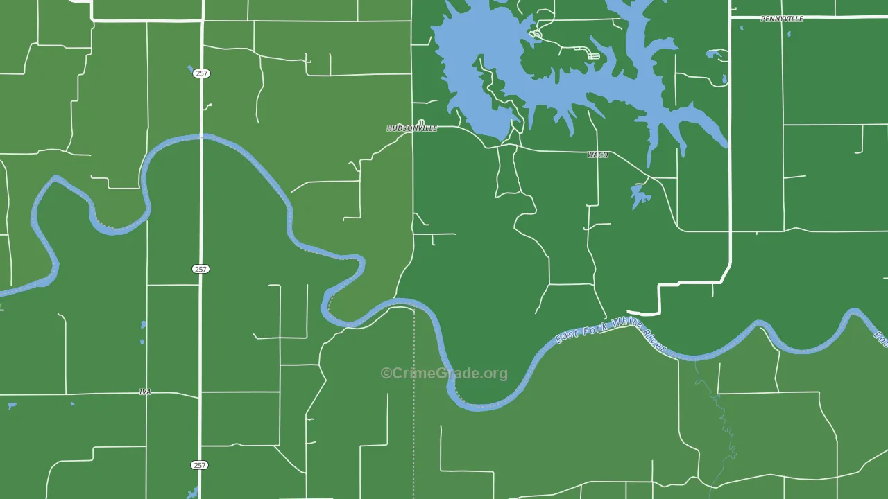 Hudsonville, IN Map of Theft Rates