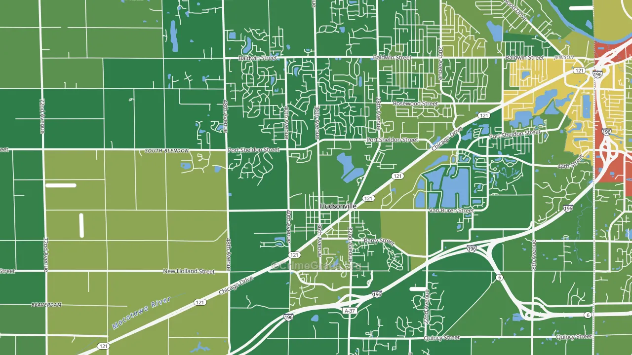 Hudsonville, MI Map of Theft Rates