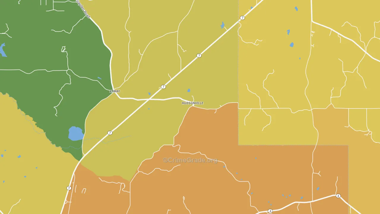 Hudsonville, MS Map of Theft Rates