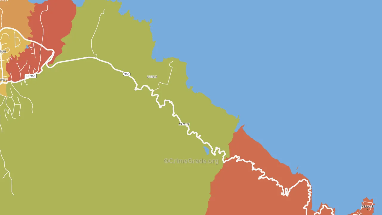 Huelo, HI Map of Theft Rates