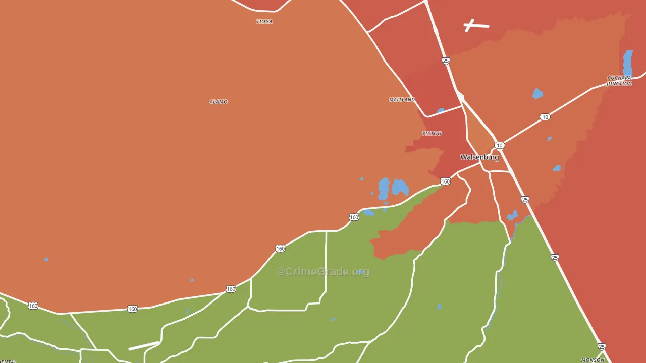 Huerfano County, CO Map of Theft Rates