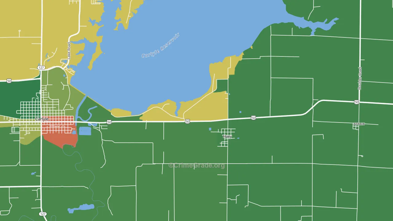 Huey, IL Map of Theft Rates