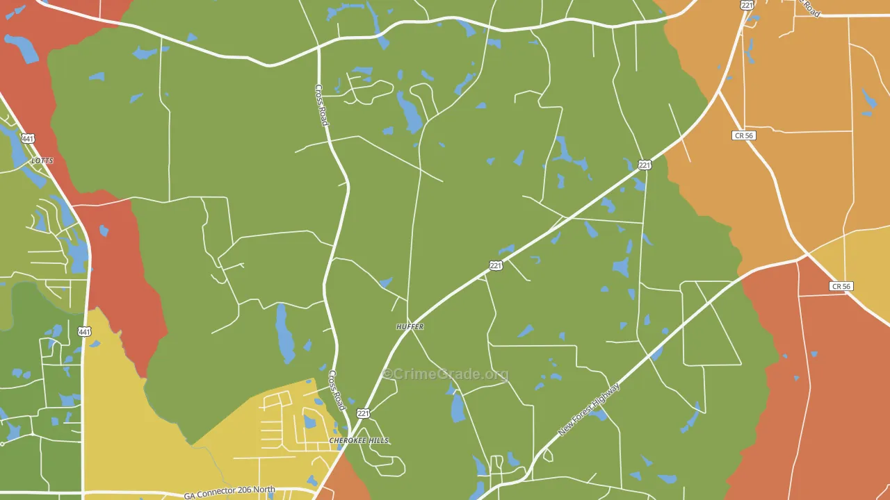 Huffer, GA Map of Theft Rates