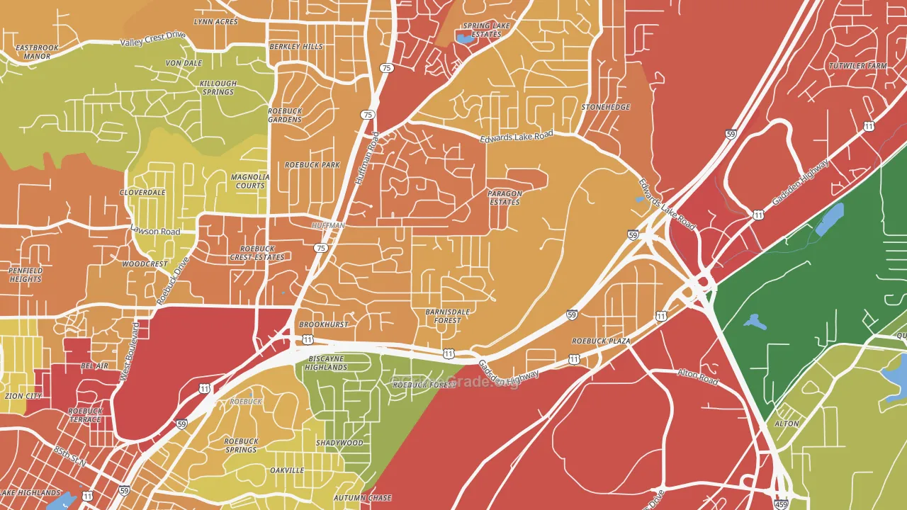 Huffman, Birmingham, AL Map of Theft Rates