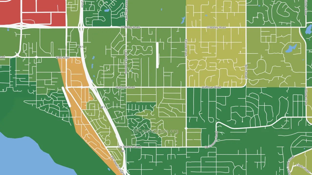 Huffman-O'Malley, Anchorage, AK Map of Theft Rates
