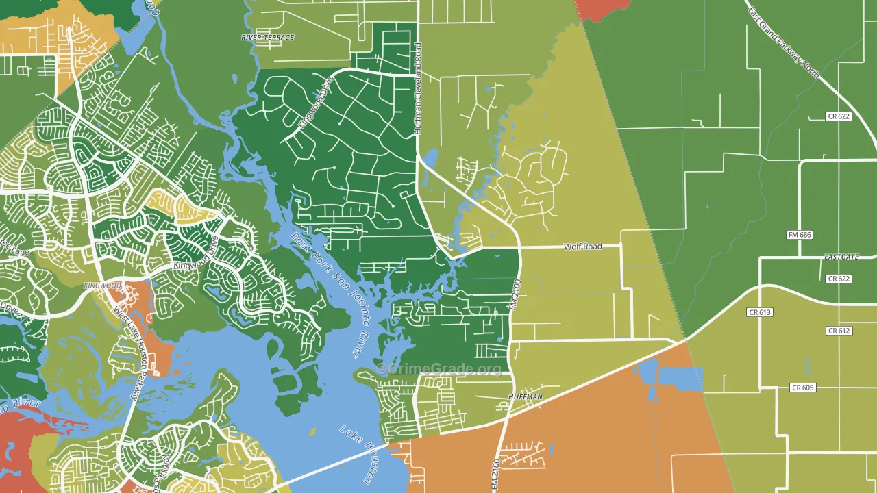 Huffman, TX Map of Theft Rates