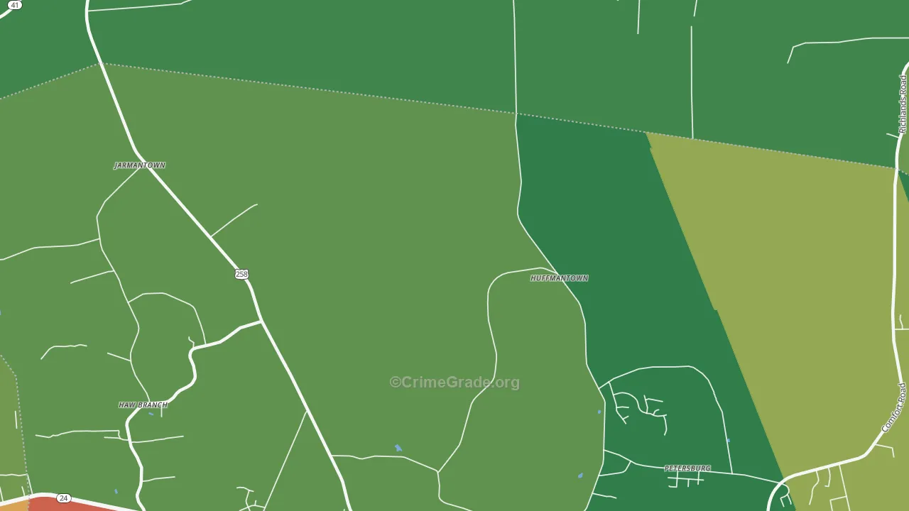 Huffmantown, NC Map of Theft Rates