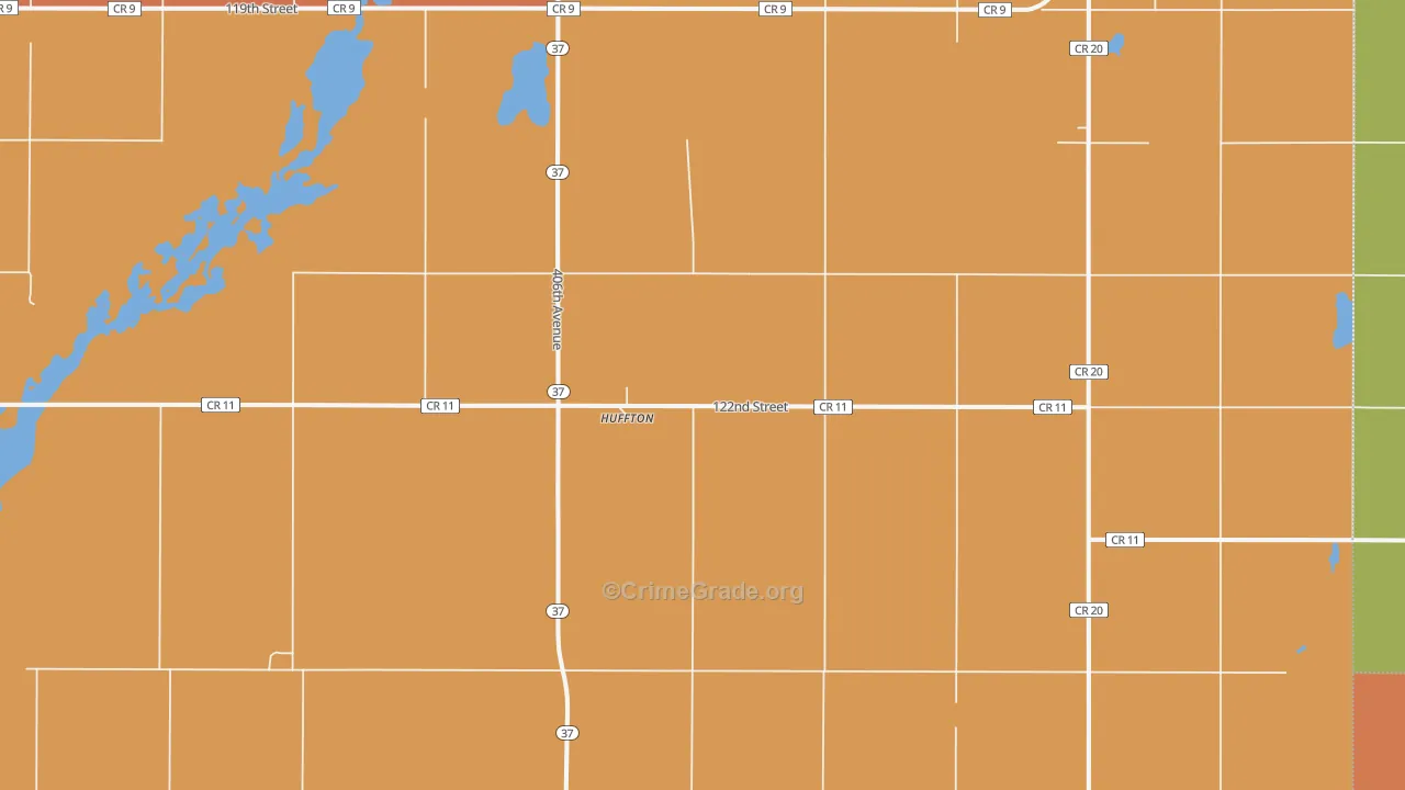 Huffton, SD Map of Theft Rates