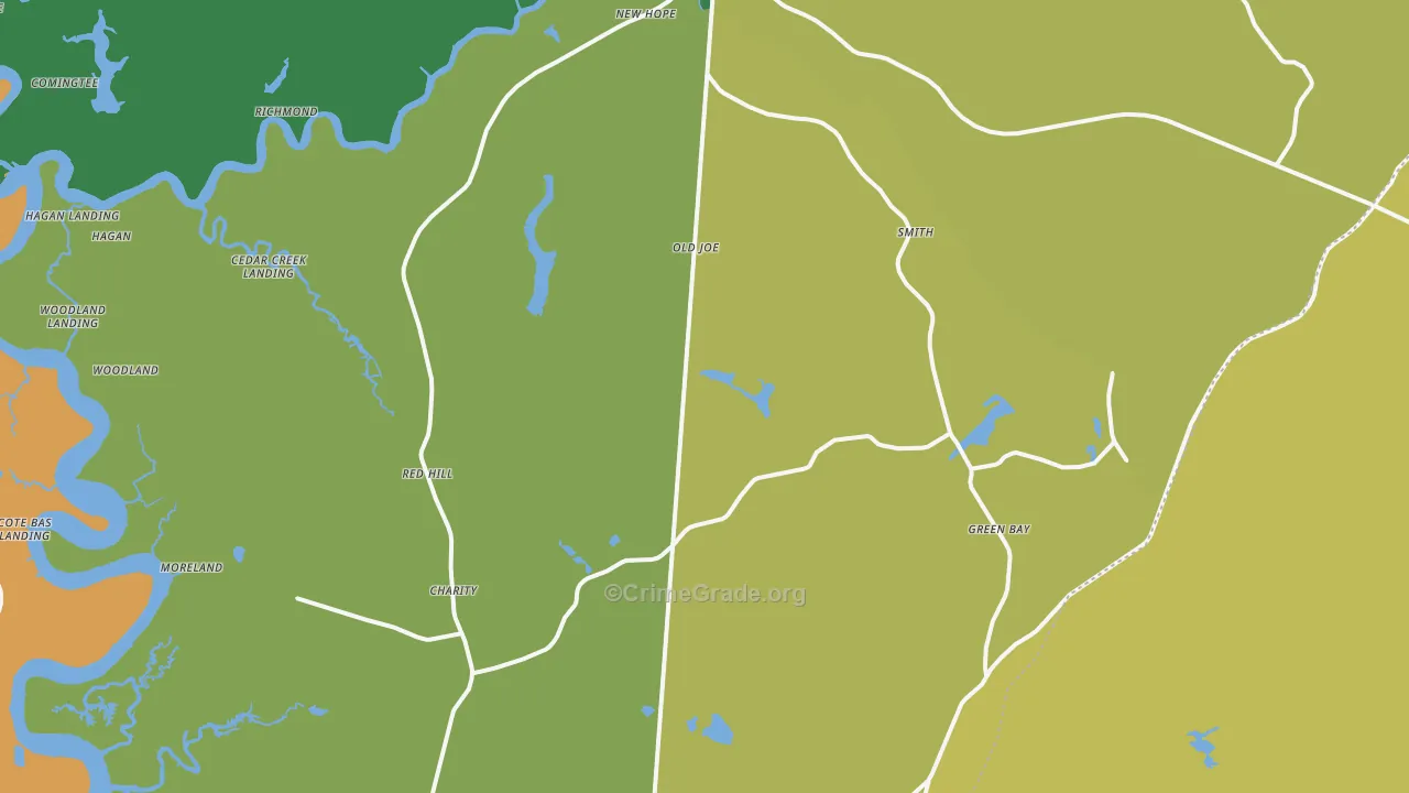 Huger, SC Map of Theft Rates