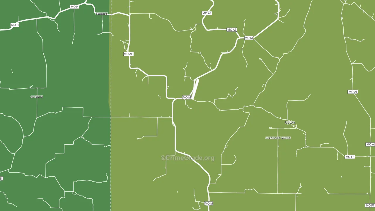 Huggins, MO Map of Theft Rates