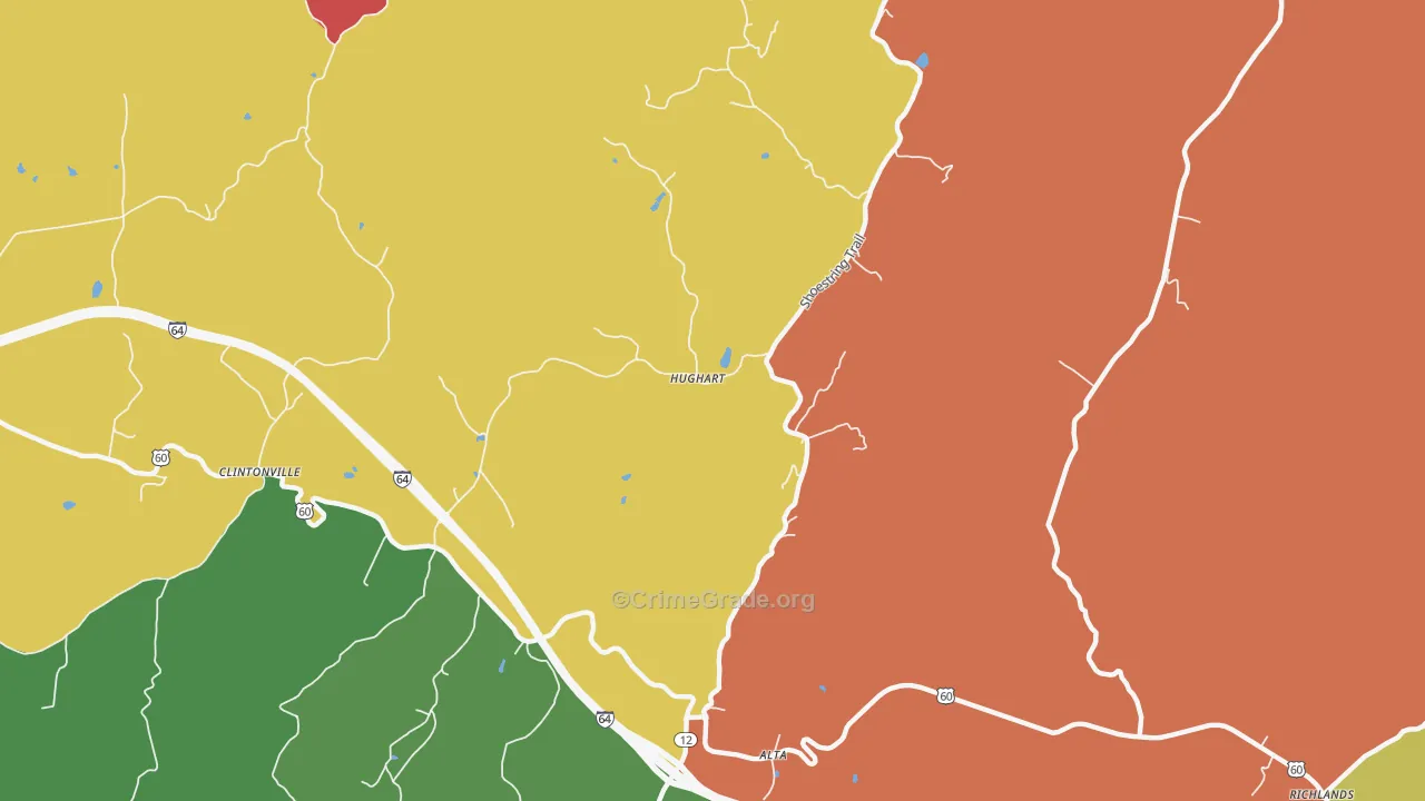 Hughart, WV Map of Theft Rates