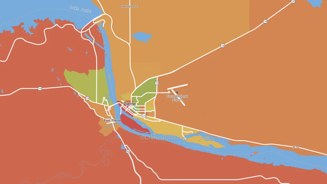 Hughes County, SD Map of Theft Rates
