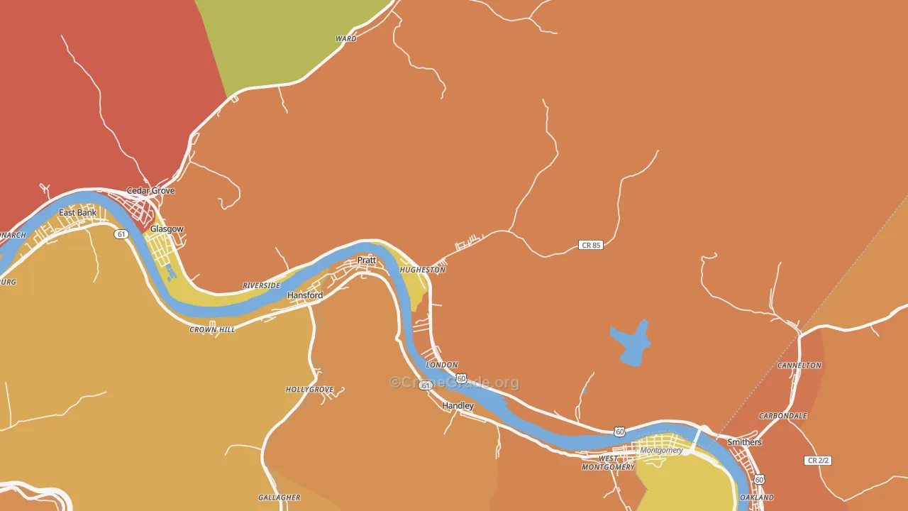 Hugheston, WV Map of Theft Rates