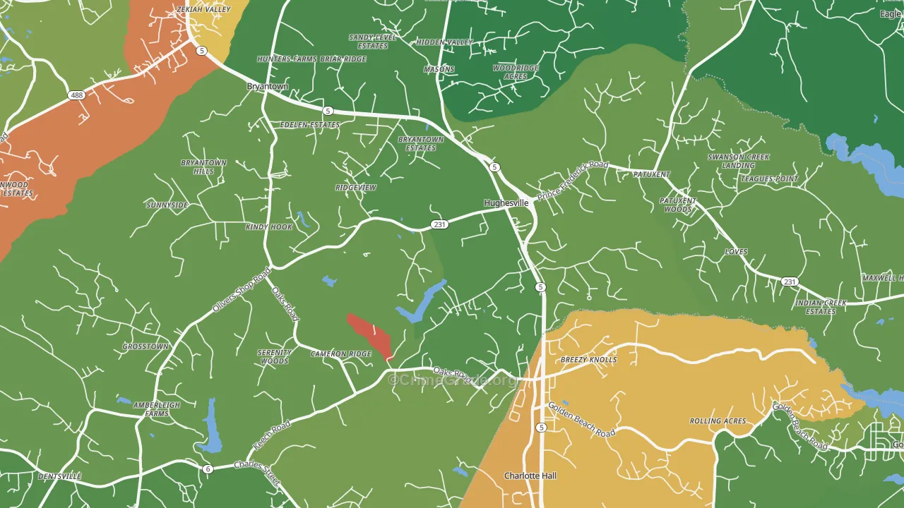 Hughesville, MD Map of Theft Rates