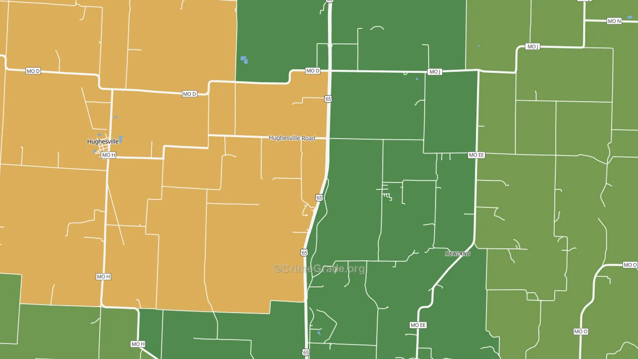 Hughesville, MO Map of Theft Rates