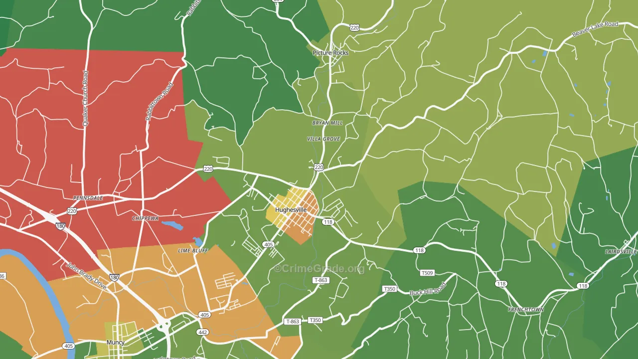 Hughesville, PA Map of Theft Rates