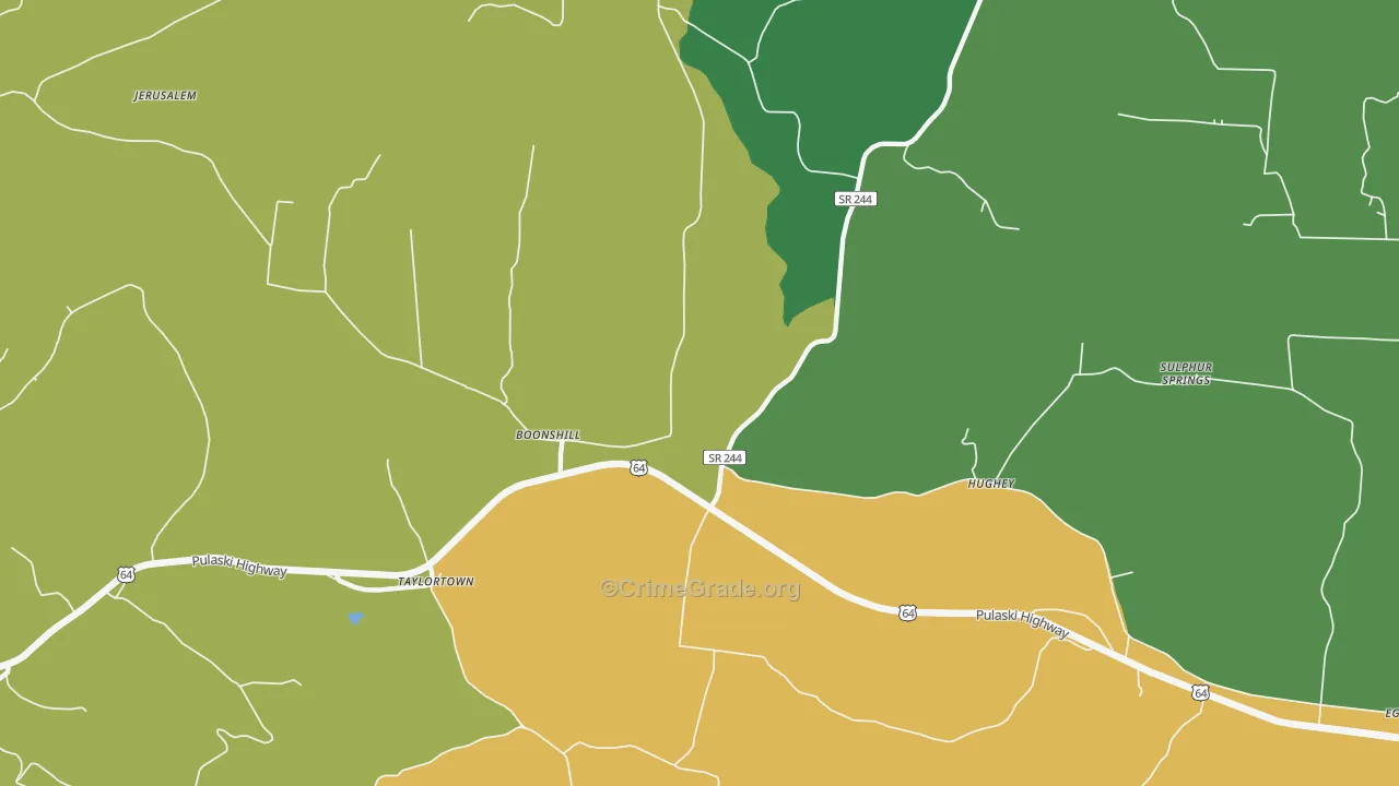 Hughey, TN Map of Theft Rates
