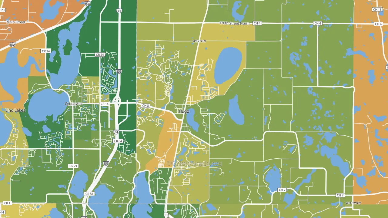 Hugo, MN Map of Theft Rates