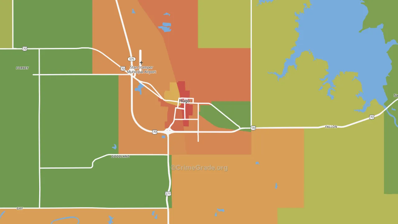 Hugo, OK Map of Theft Rates