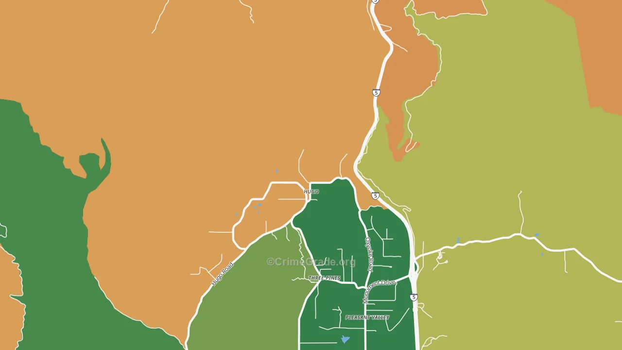 Hugo, OR Map of Theft Rates