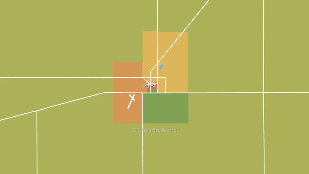Hugoton, KS Map of Theft Rates
