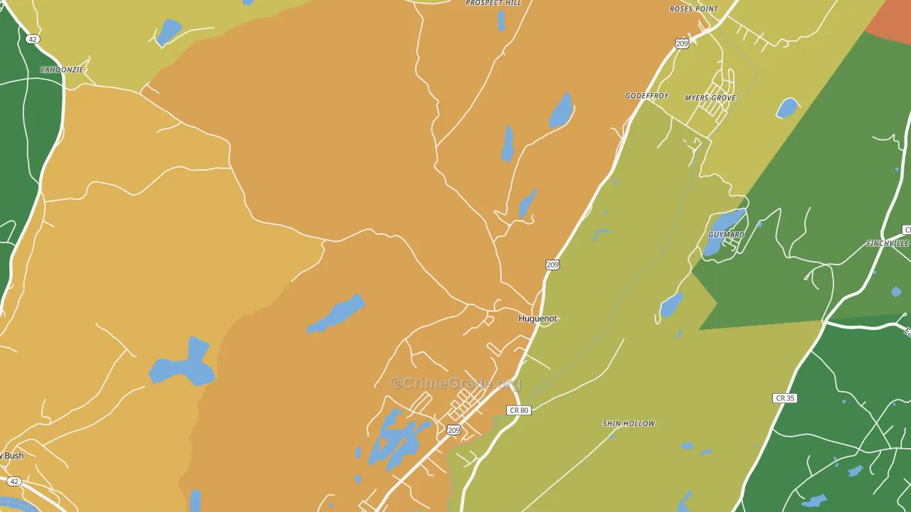 Huguenot, NY Map of Theft Rates