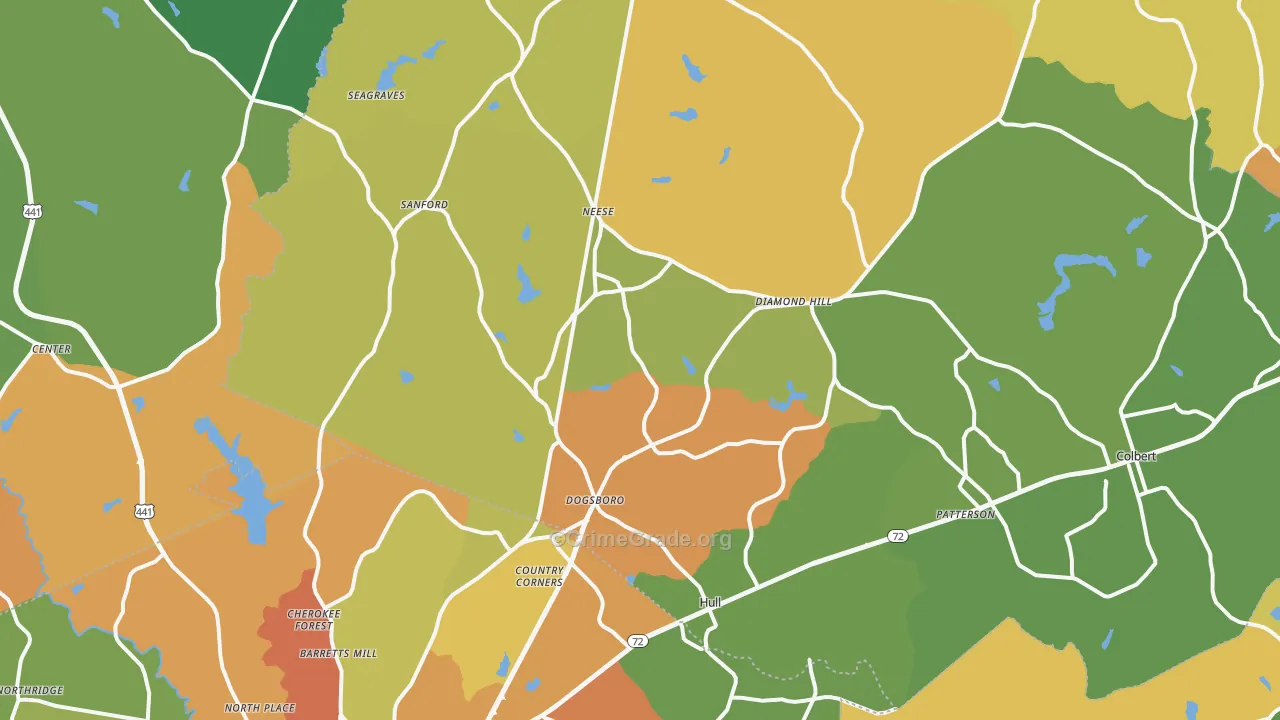 Hull, GA Map of Theft Rates